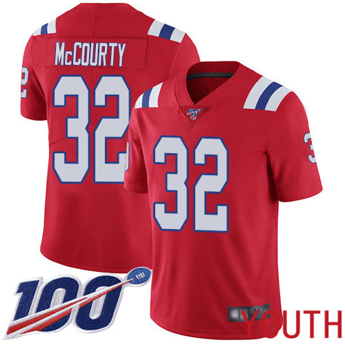 New England Patriots Football #32 100th Season Limited Red Youth Devin McCourty Alternate NFL Jersey->youth nfl jersey->Youth Jersey